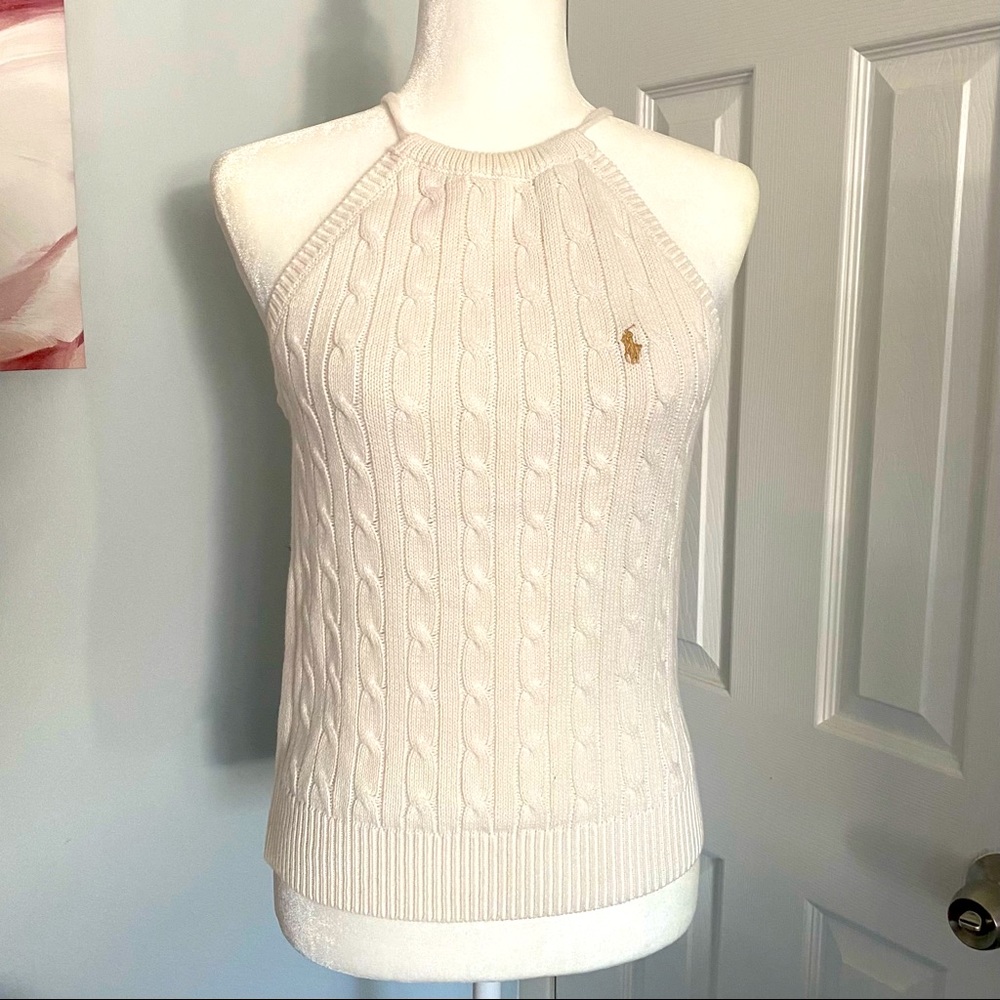 Ralph Lauren Cream Halter Sweater Top S/M